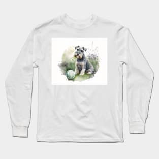 Miniature Schnauzer Watercolour Painting Long Sleeve T-Shirt